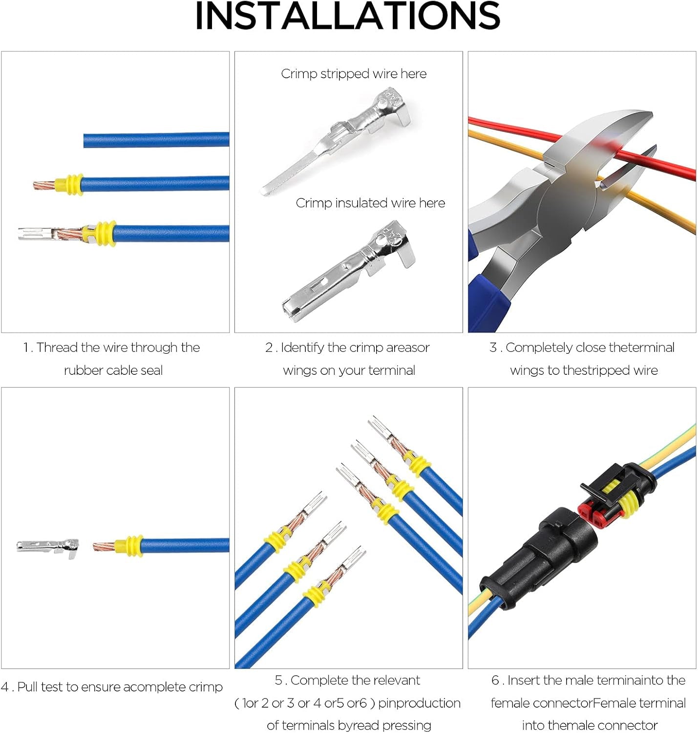 352Pieces Waterproof Wire Connectors Terminals - Automotive Motorcycle Car Truck Boat Electrical Connectors Plug Kit, 1 2 3 4 Pin Harness