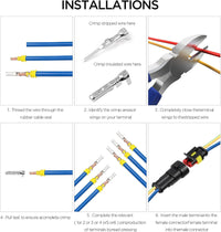 352Pieces Waterproof Wire Connectors Terminals - Automotive Motorcycle Car Truck Boat Electrical Connectors Plug Kit, 1 2 3 4 Pin Harness