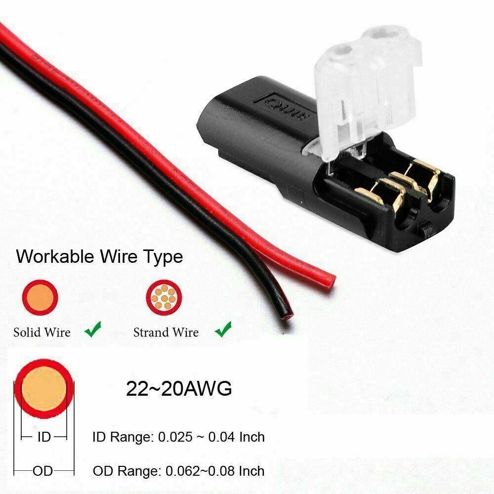 UP 30 PCS D2 Wire Cable Connectors Electrical Connectors Automotive Strip Light
