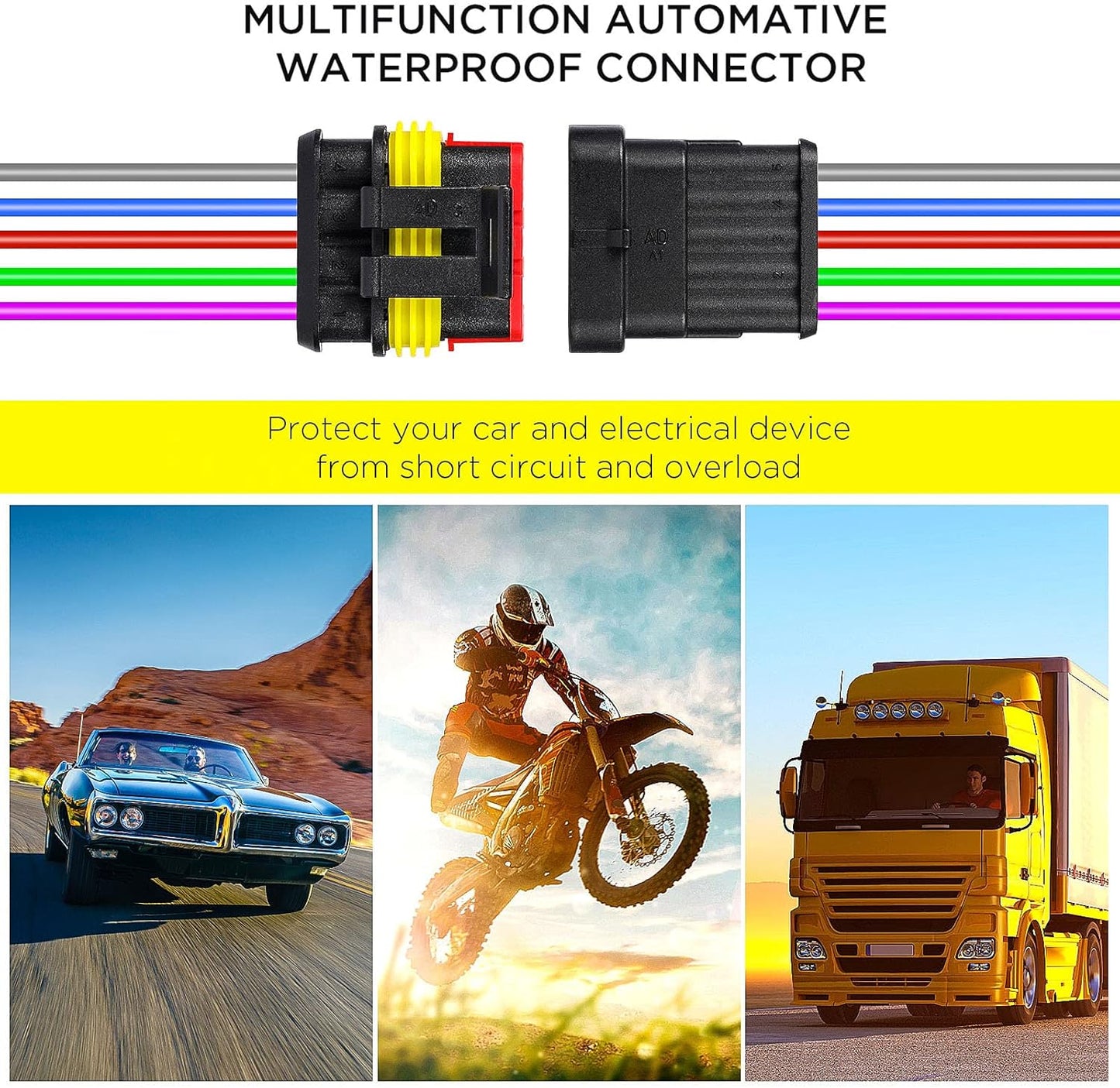 352Pieces Waterproof Wire Connectors Terminals - Automotive Motorcycle Car Truck Boat Electrical Connectors Plug Kit, 1 2 3 4 Pin Harness