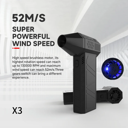 3Nd Generation X3 Violent Blower Mini Turbo Jet Fan Handheld Brushless Motor 130,000 RPM Wind Speed 52M/S Industrial Duct Fan