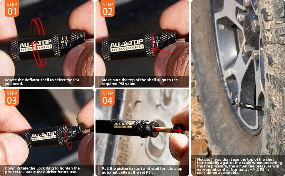 Tyre Deflator Valve Kit Auto Stop