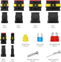 352Pieces Waterproof Wire Connectors Terminals - Automotive Motorcycle Car Truck Boat Electrical Connectors Plug Kit, 1 2 3 4 Pin Harness